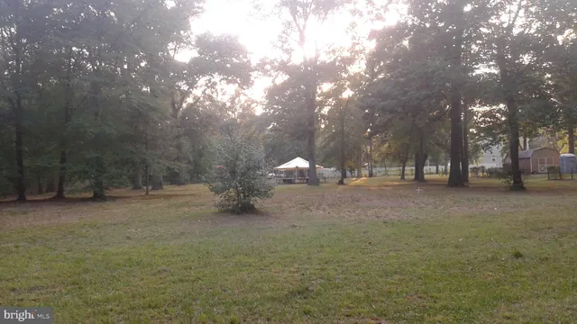 a backyard of a house with lots of green space and fog