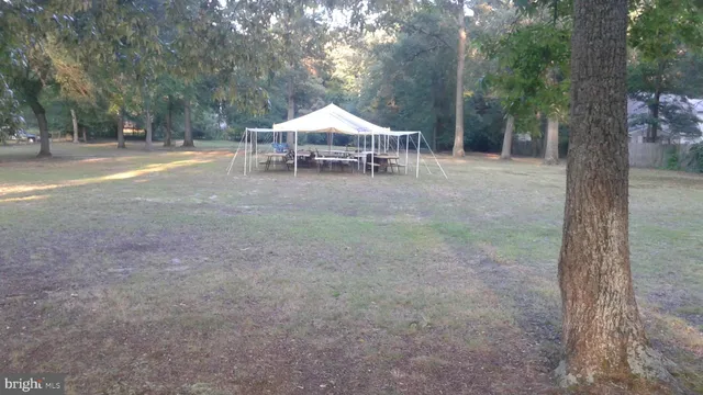 a view of a house with backyard and trees