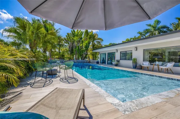 a view of a house with a swimming pool