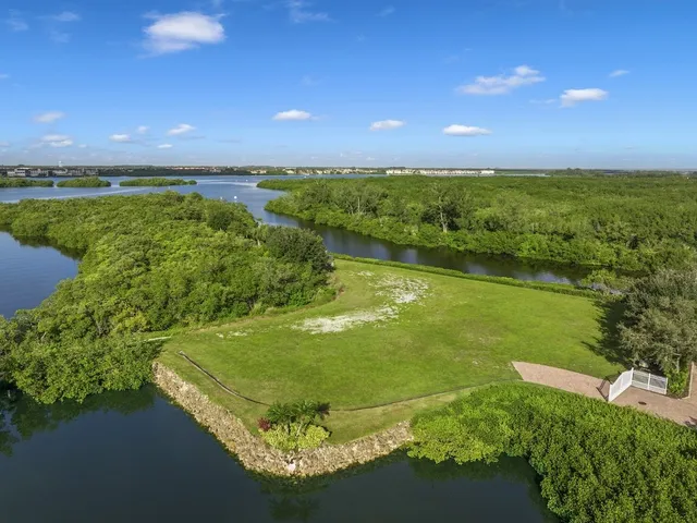 a view of a field with an ocean