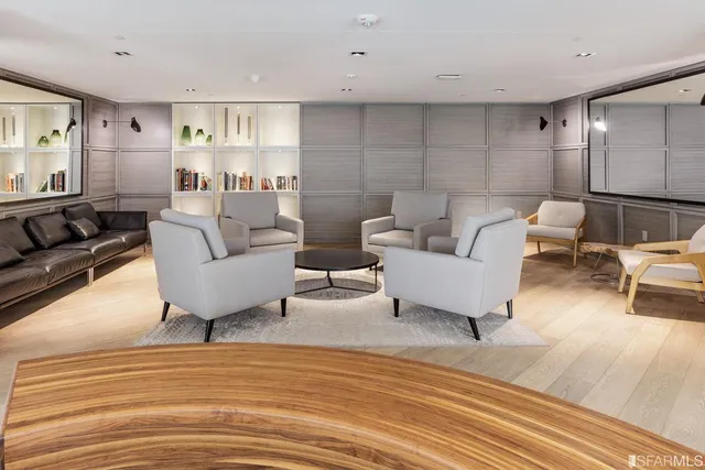 a view of a lobby with a couch