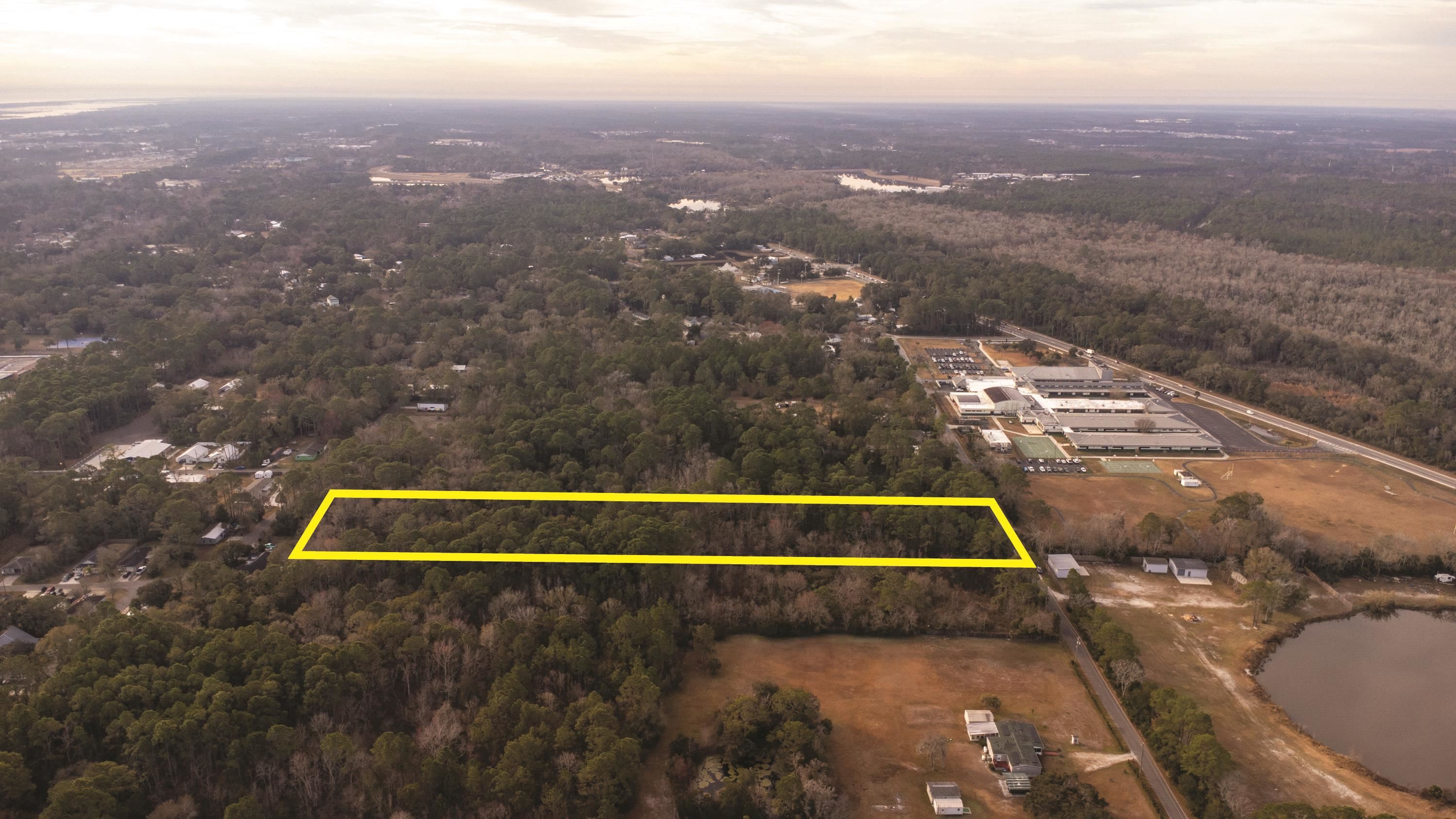 0 North Clay Street St. Augustine, FL 32084 - Photo 4 of 21 Aerial view of property's location featuring property boundaries highlighted and a nearby body of water