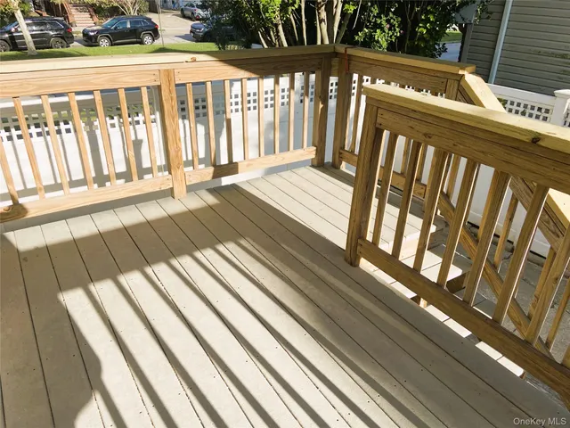 a view of wooden balcony