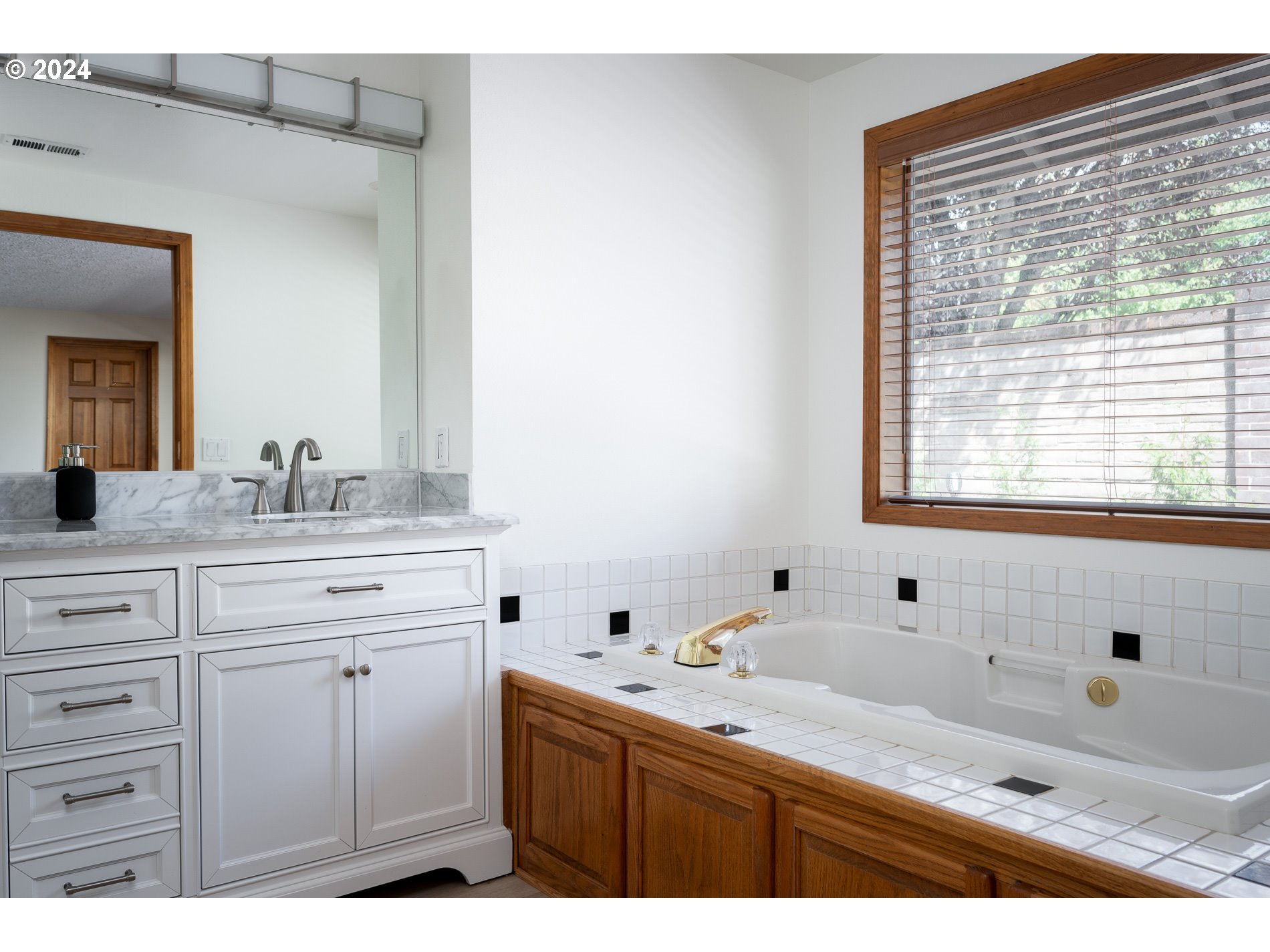 1908 Northwest 140th Circle Vancouver, WA 98685 - Photo 20 of 46 a bathroom with a sink vanity granite tub and a mirror