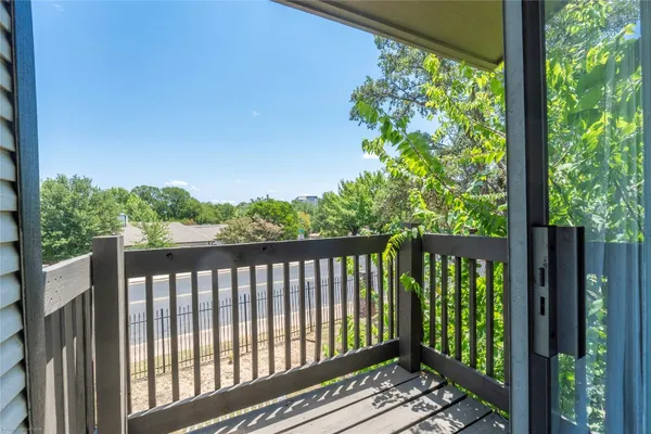 a balcony with street view