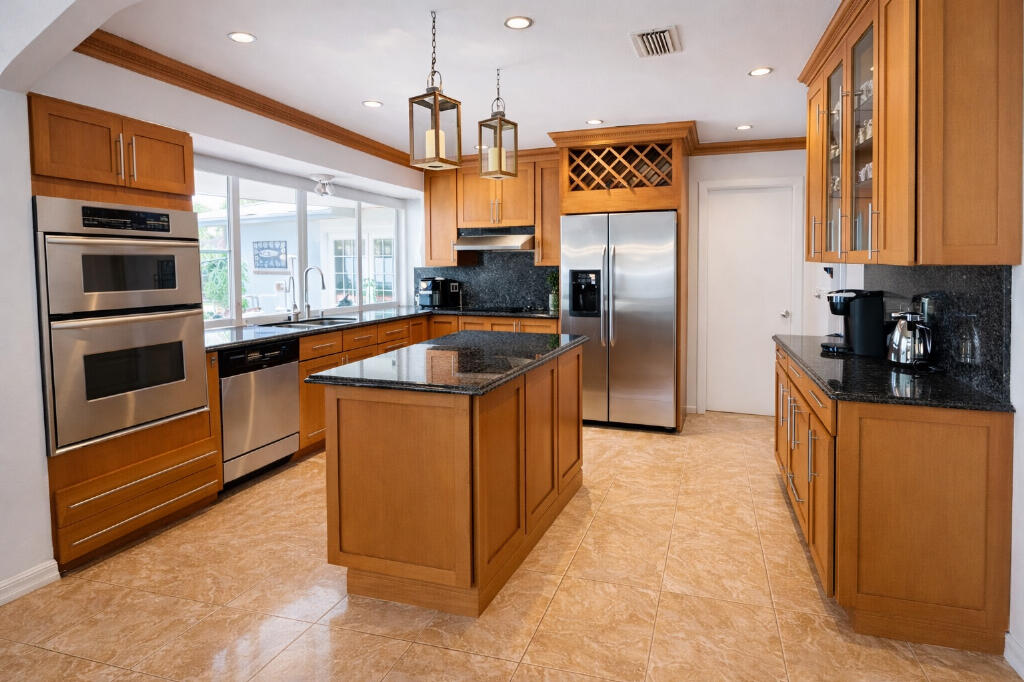 5408 Jackson Street Hollywood, FL 33021 - Photo 17 of 42 a kitchen with stainless steel appliances granite countertop a refrigerator a oven a sink and dishwasher