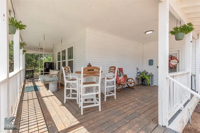 an outdoor space with a seating space