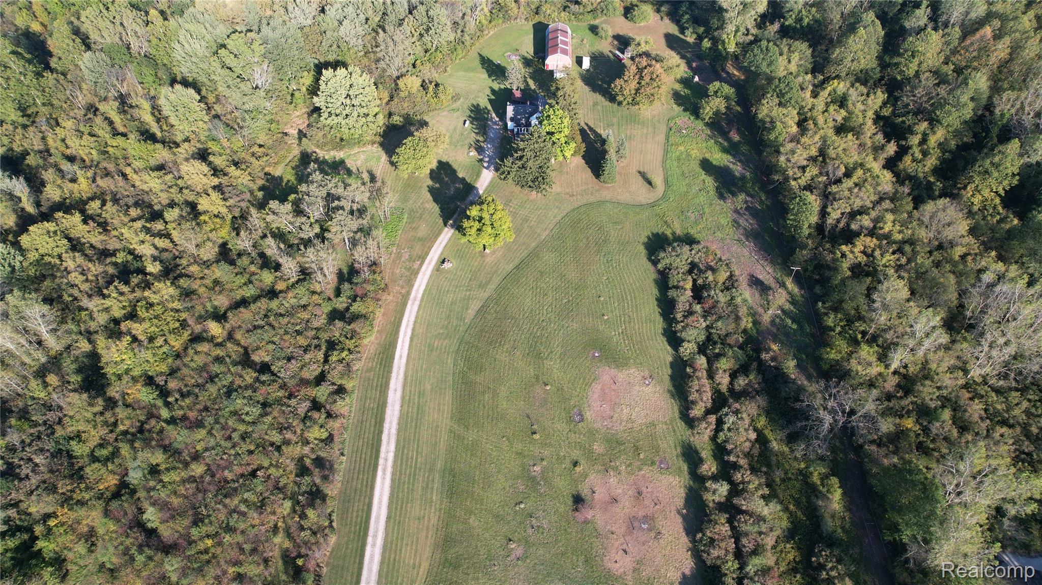 27901 Brandes Road Flat Rock, MI 48134 - Photo 7 of 38 Expansive acreage featuring a private drive, mature trees, and a secluded residence with an accompanying outbuilding