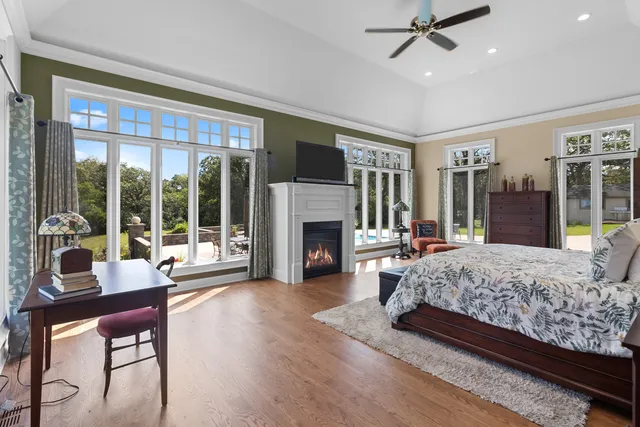 a view of a room with a furniture and garden view