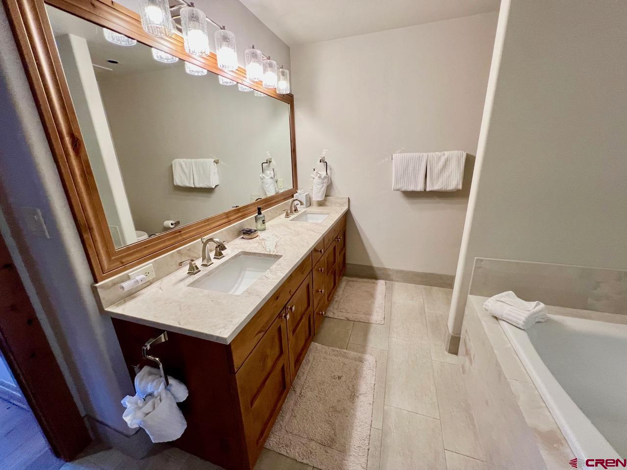 14 Hunter Hill Road, Unit C203 Crested Butte, CO 81225 - Photo 16 of 34 a bathroom with a sink a mirror and vanity