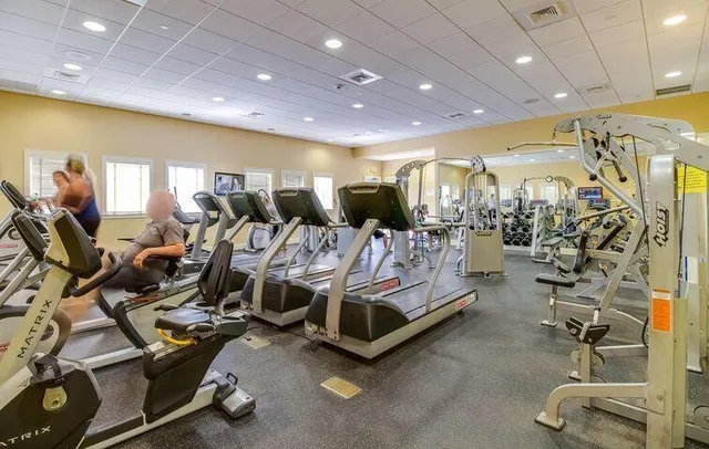 a view of a room with gym equipment