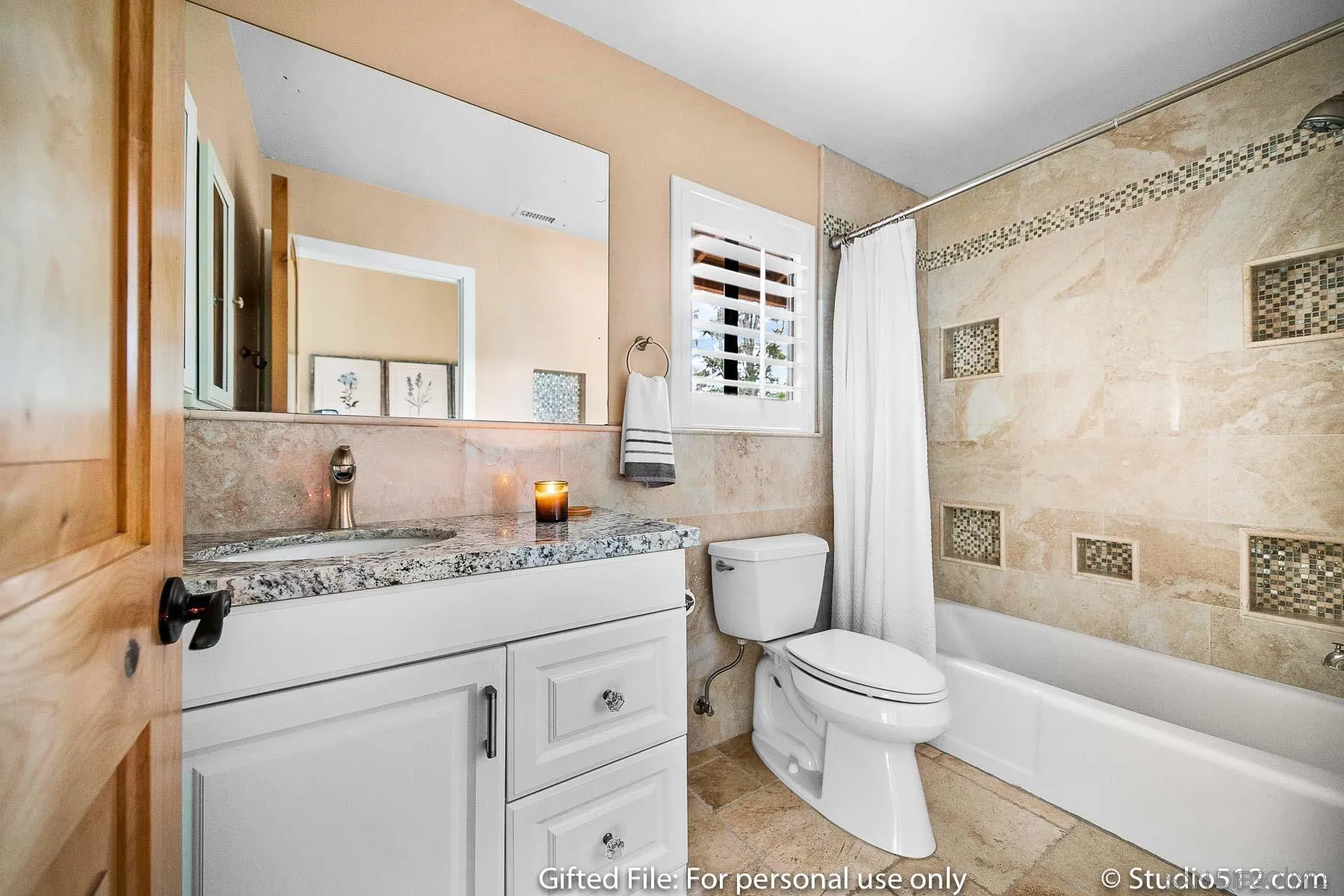 1259 Grandview Road Vista, CA 92084 - Photo 19 of 41 a bathroom with a granite countertop sink toilet mirror vanity and shower