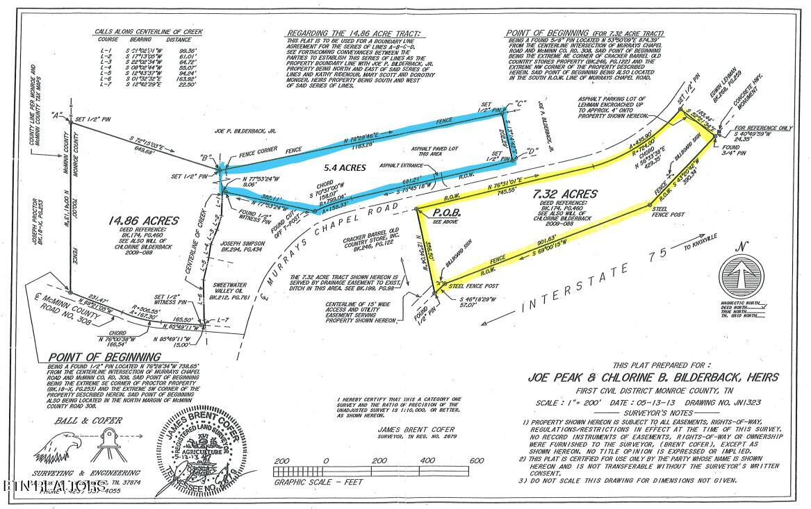 5.4 Murrays Chapel Road Sweetwater, TN 37874 - Photo 20 of 20 MURRAYS CHAPEL SURVEY WITH ACRES AND HIG