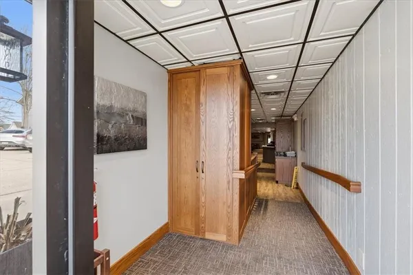 a outdoor space with lots of tables and chairs