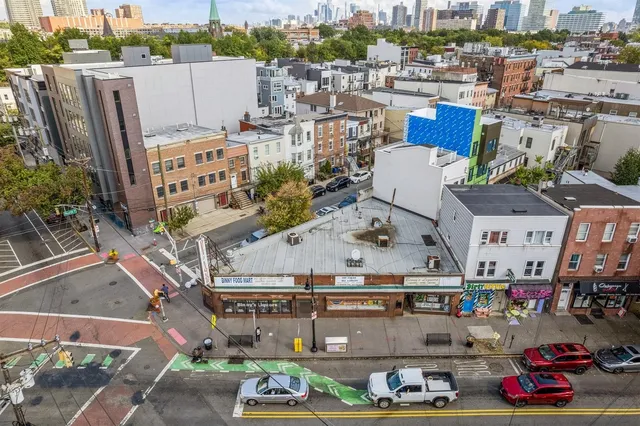 a view of a city with tall buildings