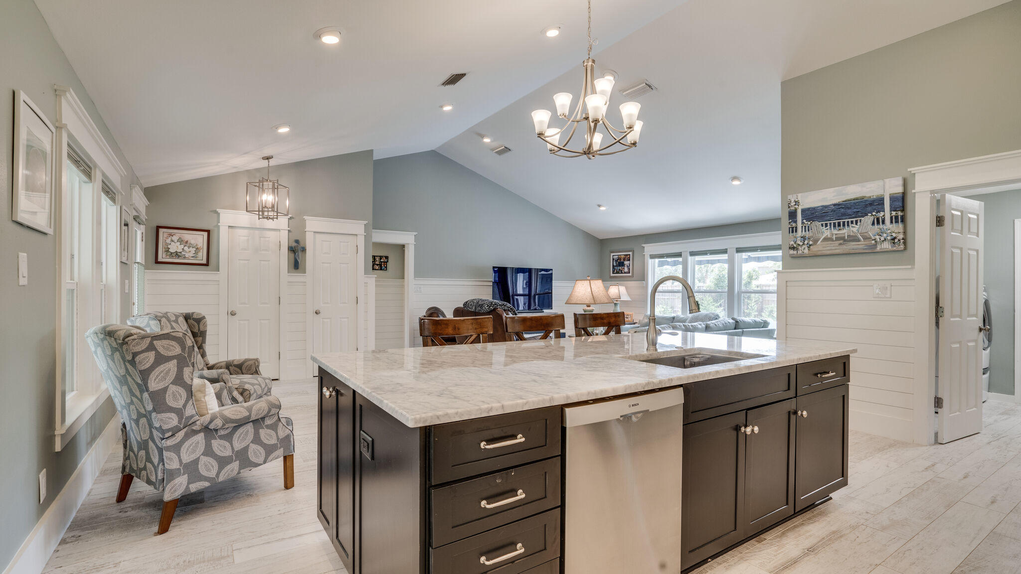 786 Mack Bayou Road Santa Rosa Beach, FL 32459 - Photo 11 of 42 a kitchen with a counter space center island and furniture