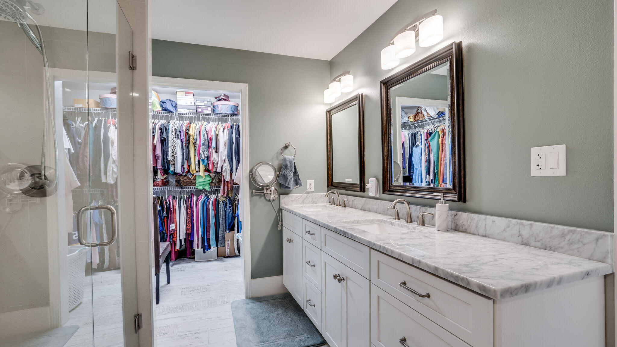 786 Mack Bayou Road Santa Rosa Beach, FL 32459 - Photo 24 of 42 a bathroom with a granite countertop sink and a mirror