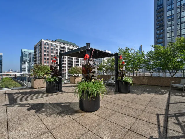 a view of a terrace with sitting area
