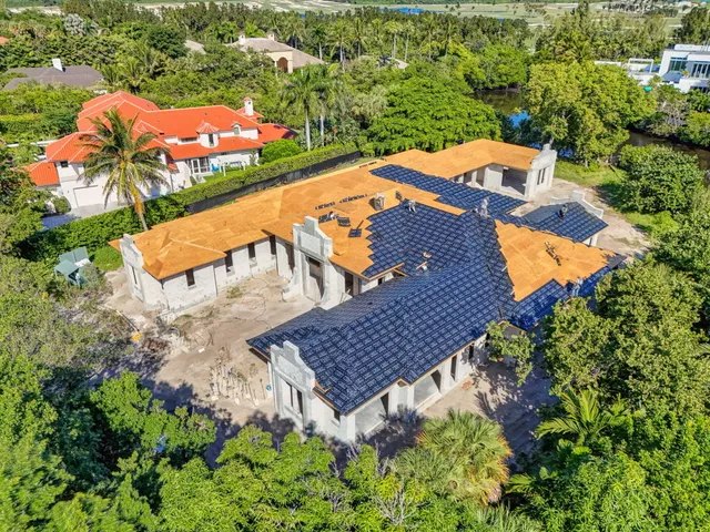 an aerial view of a house