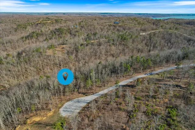 a view of a water with a mountain