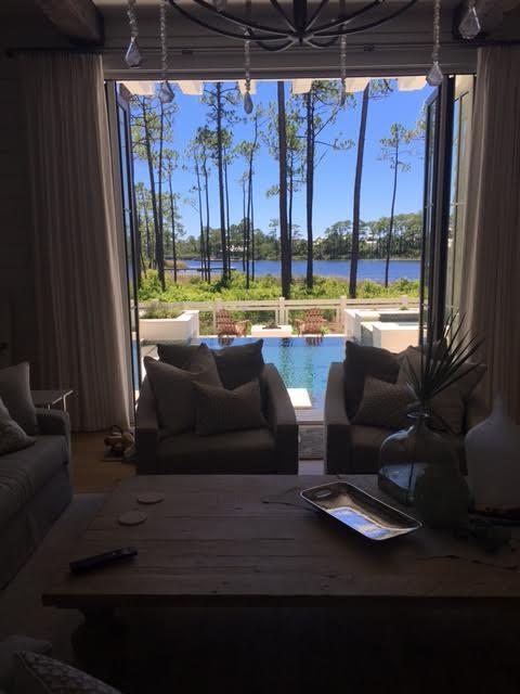 Looking out to pool and lake