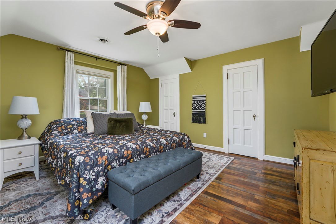 2960 Midvale Road Northwest Canton, OH 44718 - Photo 20 of 42 Bedroom featuring dark hardwood / wood-style floors and ceiling fan
