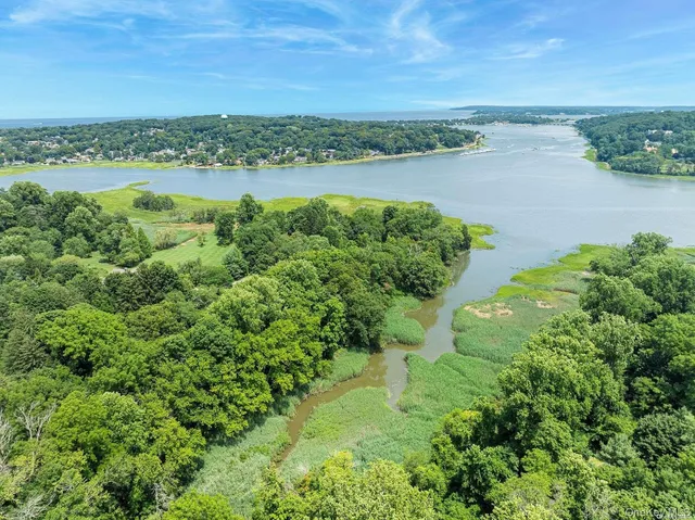 a view of a lake with a houses