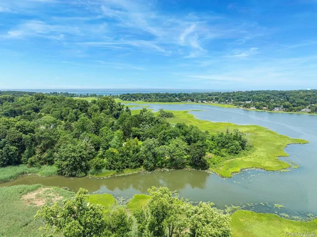 a view of a lake with a yard