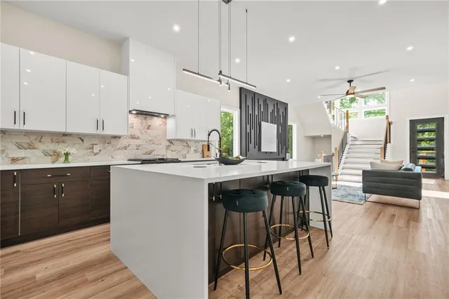 a bedroom with a bed and a closet