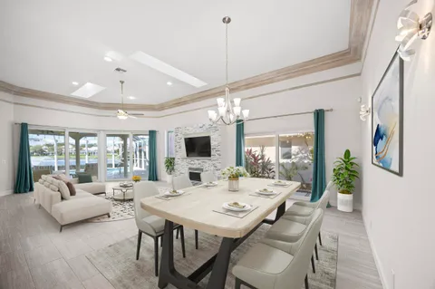 a view of a swimming pool with a patio