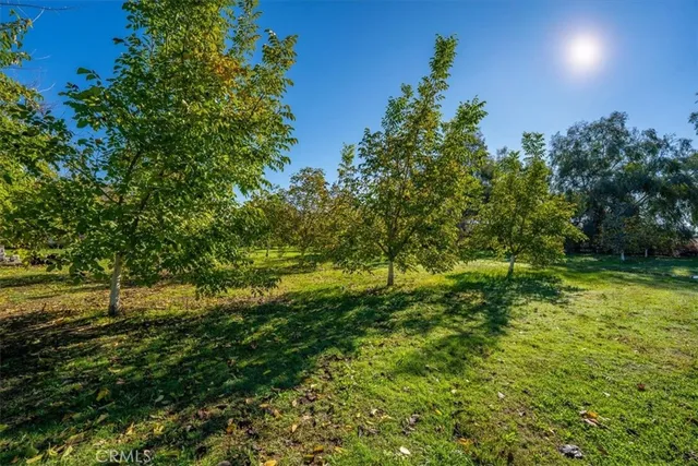 a view of a house with backyard and garden