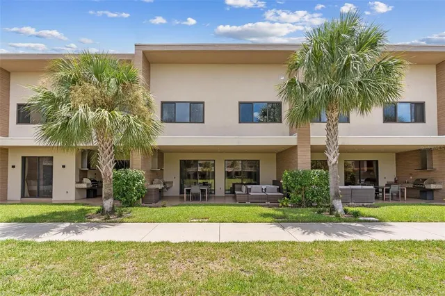 a view of a lake with a building in the background
