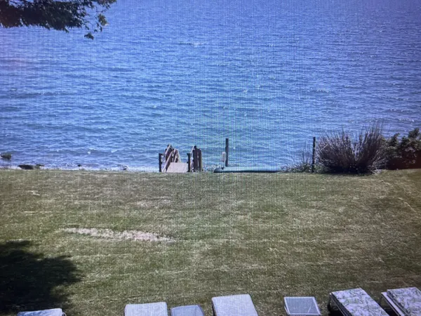a view of a lake and mountain in the back