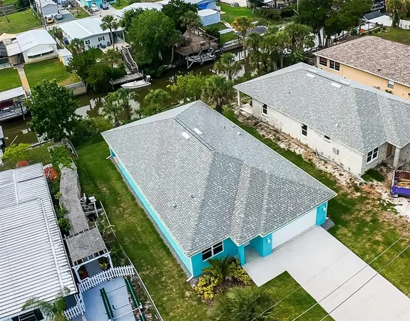 an aerial view of a house