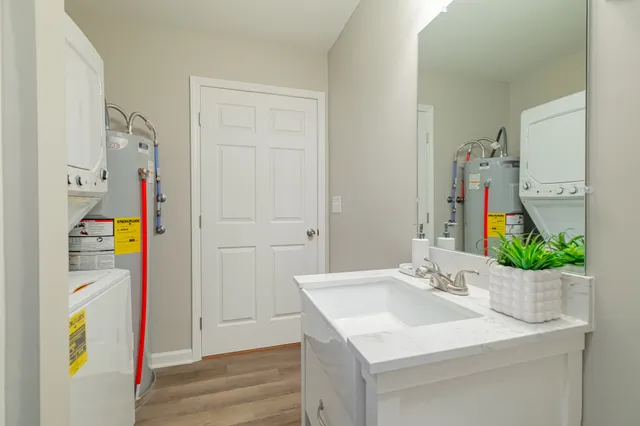 a bathroom with a bathtub