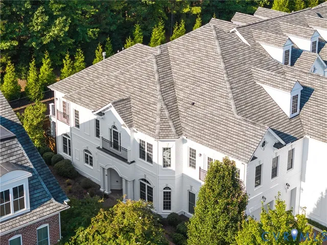 a aerial view of a white building