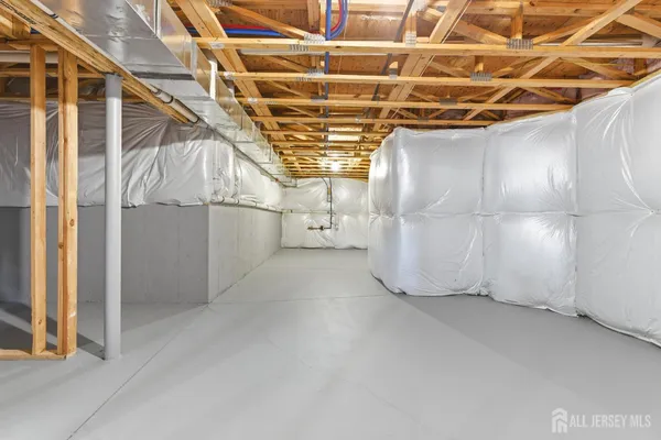 a view of a room with racks on the wall