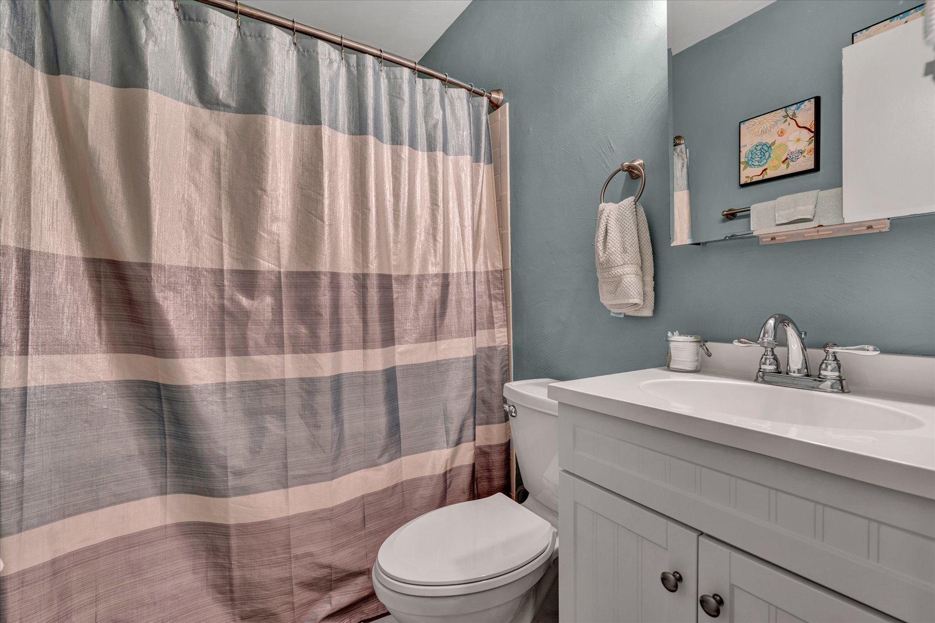 3382 Thomasson Mill Road Goodview, VA 24095 - Photo 12 of 20 a bathroom with a sink a toilet and shower curtain