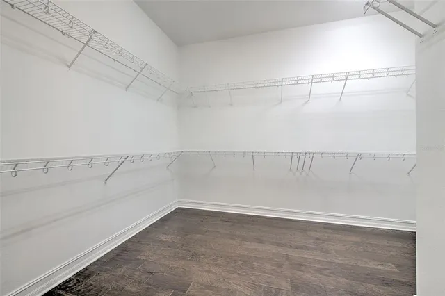 an aerial view of a swimming pool