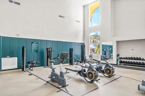 a view of a room with gym equipment