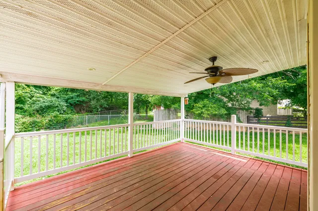 a view of a wooden deck