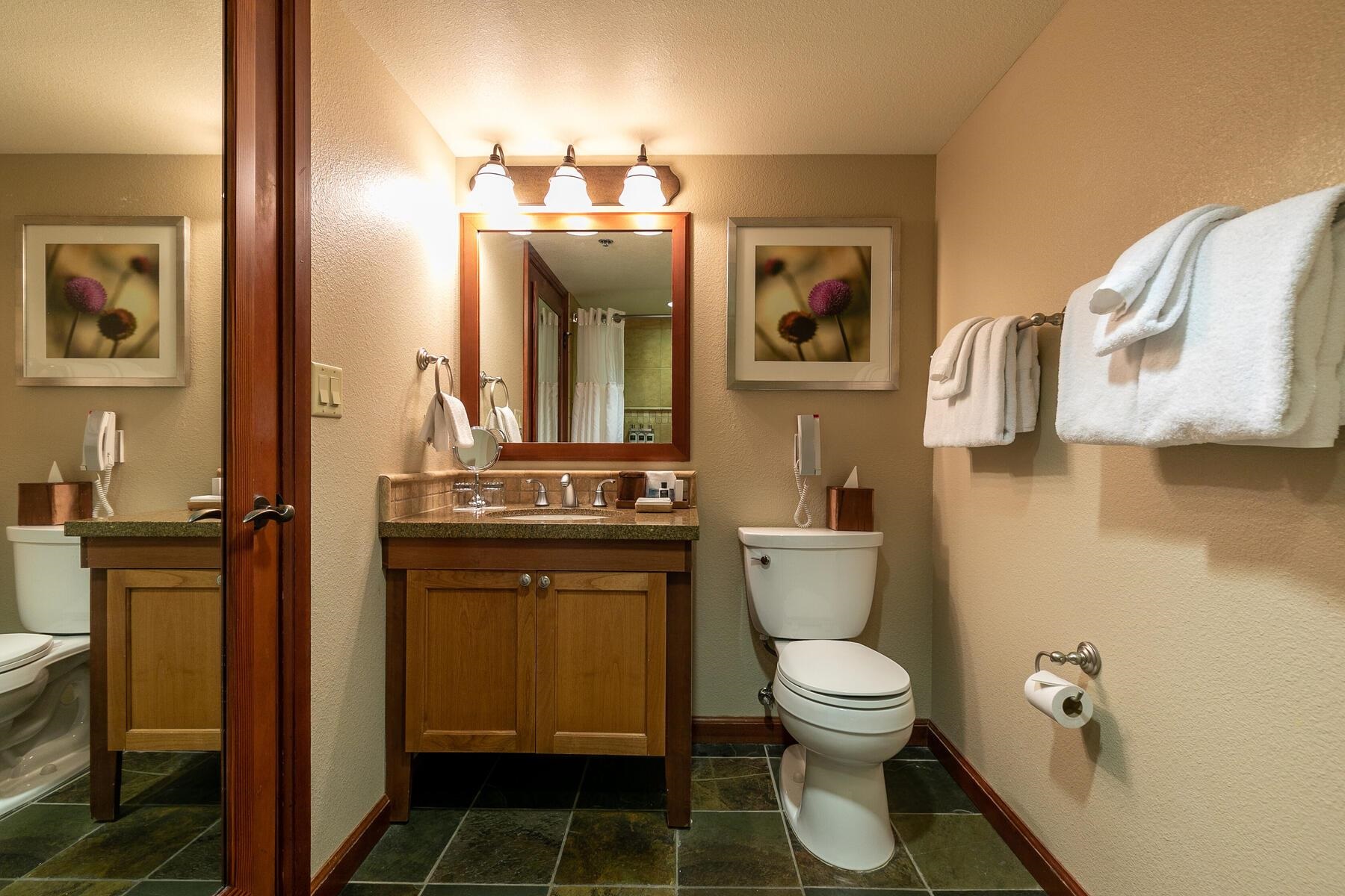 400 Squaw Creek Road, Unit 755 Olympic Valley, CA 96146 - Photo 15 of 20 a bathroom with a toilet sink and mirror