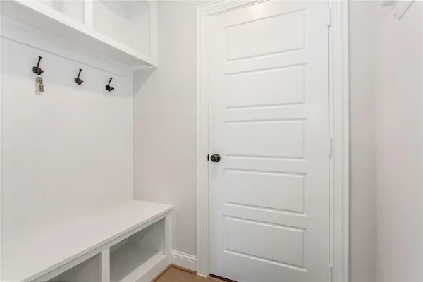 a view of an empty walk in closet
