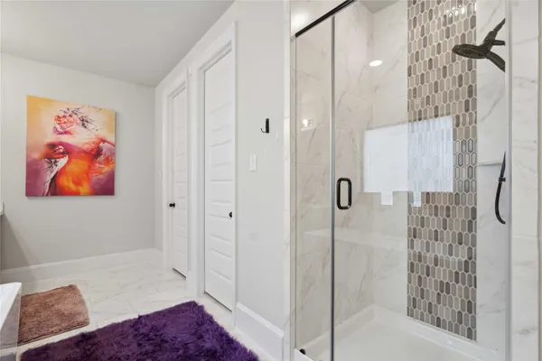 a bathroom with a shower