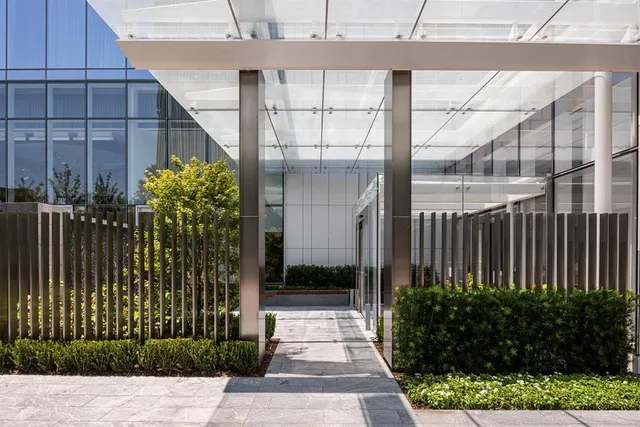 a view of a pathway with a flower plants