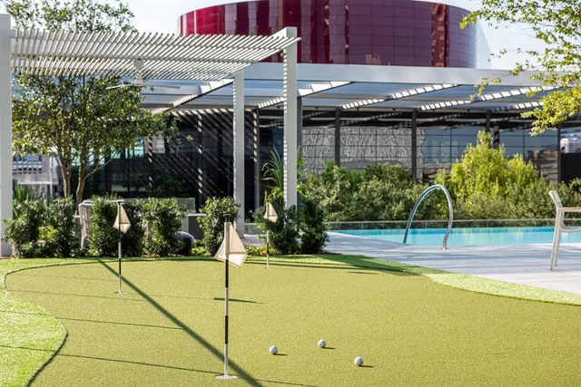 a view of outdoor space and swimming pool