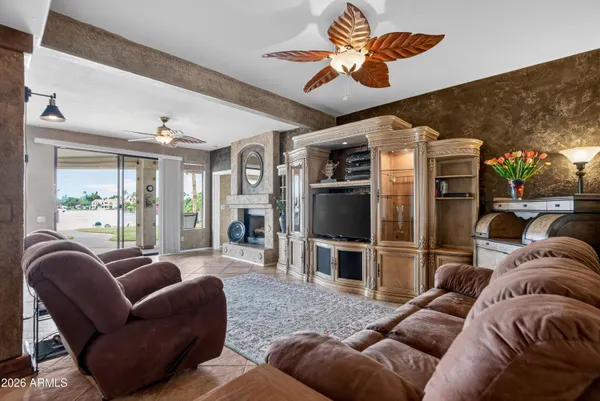 a living room with furniture