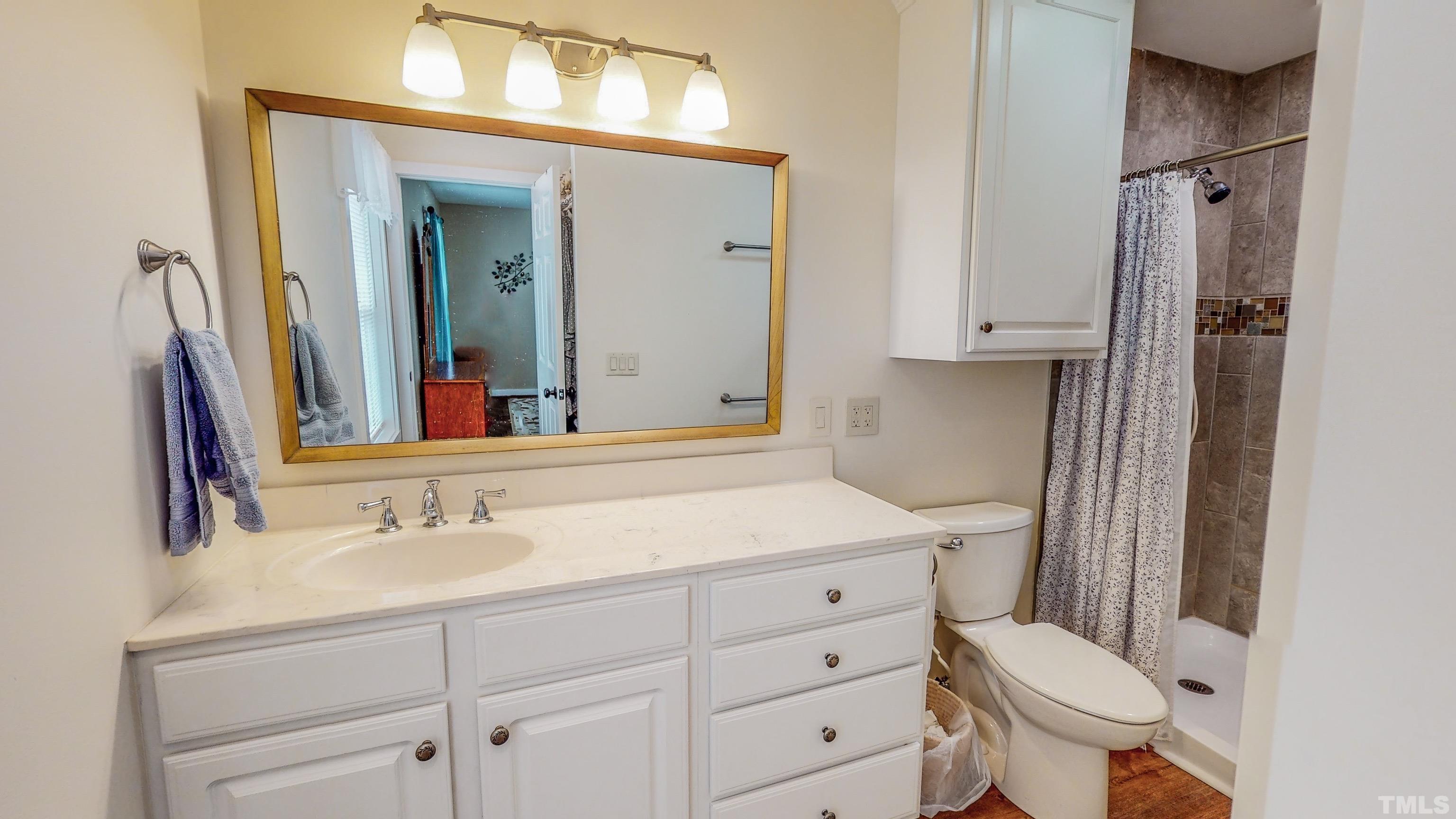155 Alva Oakley Road Roxboro, NC 27574 - Photo 25 of 42 a bathroom with a sink toilet vanity and shower