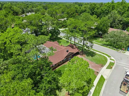 an aerial view of a house