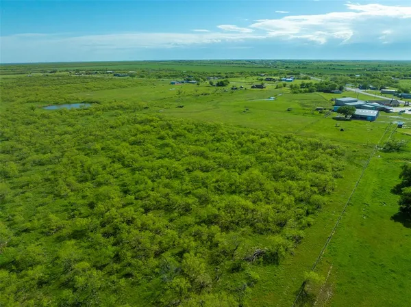 a view of a green field with lots of bushes